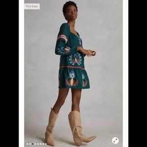 ANTHROPOLOGIE Let Me Be Embroidered Tunic Dress